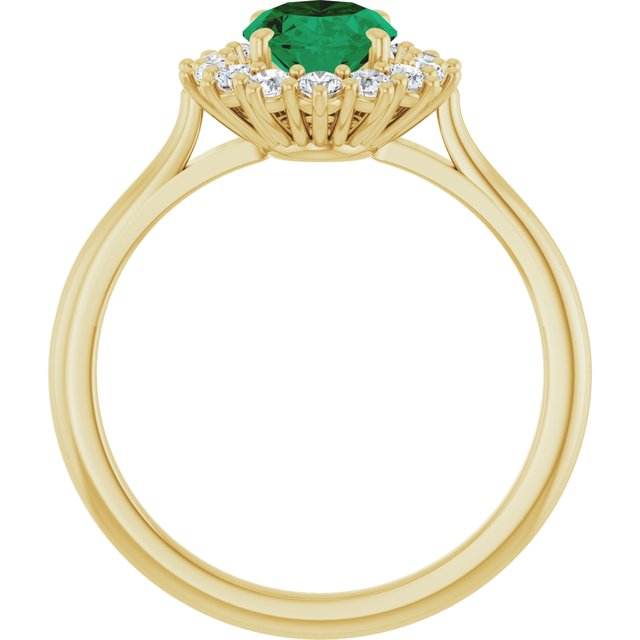 14K Yellow Or White Gold Oval Polished Lab-Grown Gem And 1/3 Ctw Lab-Grown Diamond Ring
