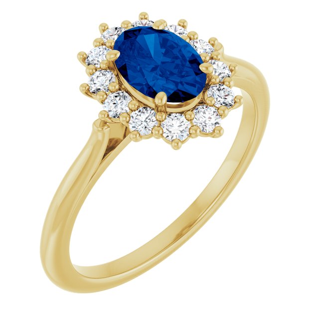 14K Yellow Or White Gold Oval Polished Lab-Grown Gem And 1/3 Ctw Lab-Grown Diamond Ring