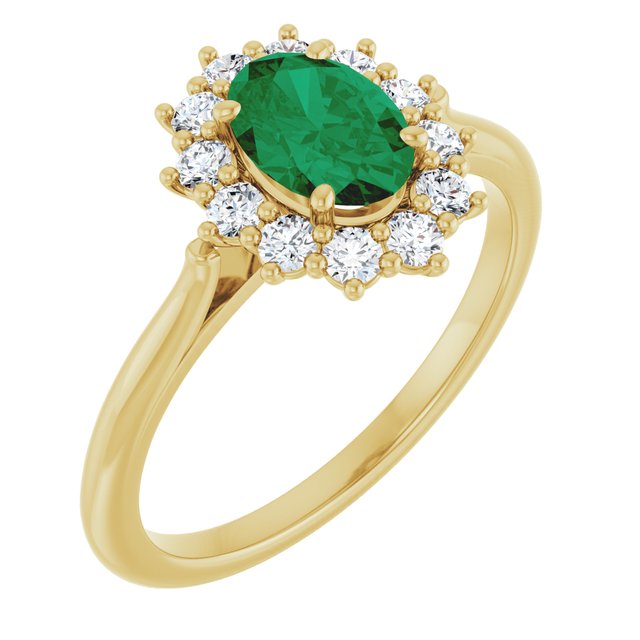 14K Yellow Or White Gold Oval Polished Lab-Grown Gem And 1/3 Ctw Lab-Grown Diamond Ring