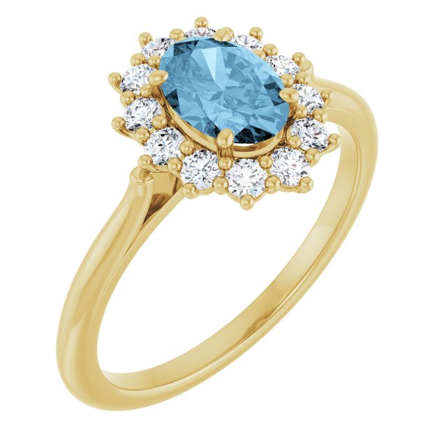 14K Yellow Or White Gold Oval Polished Natural Gem And 1/3 Ctw Lab-Grown Diamond Ring