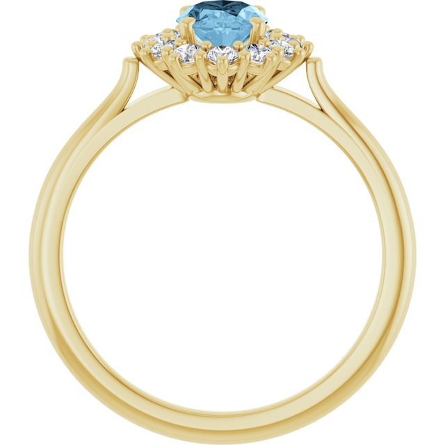 14K Yellow Or White Gold Oval Polished Natural Gem And 1/3 Ctw Lab-Grown Diamond Ring