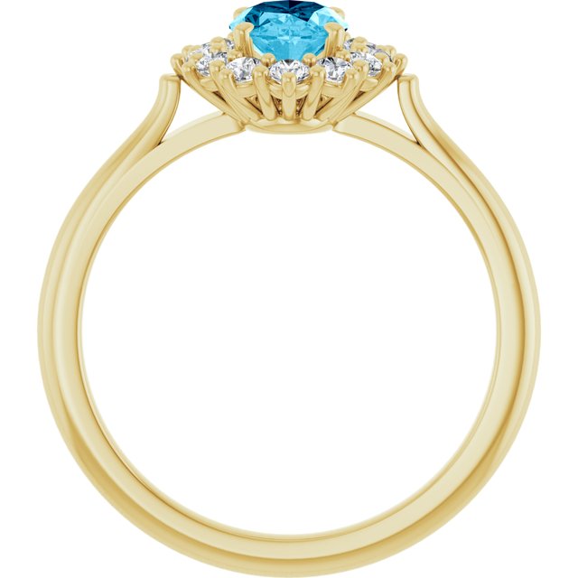 14K Yellow Or White Gold Oval Polished Natural Gem And 1/3 Ctw Lab-Grown Diamond Ring