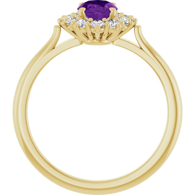 14K Yellow Or White Gold Oval Polished Natural Gem And 1/3 Ctw Lab-Grown Diamond Ring