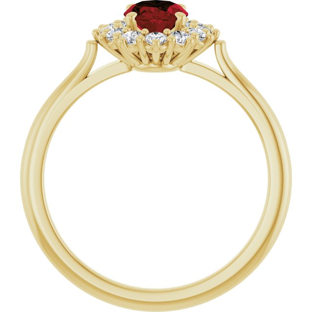 14K Yellow Or White Gold Oval Polished Natural Gem And 1/3 Ctw Lab-Grown Diamond Ring