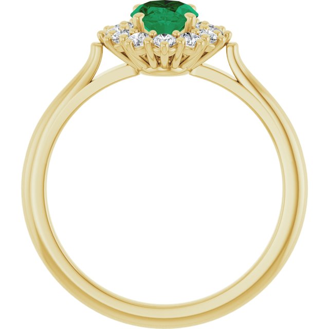 14K Yellow Or White Gold Oval Polished Lab-Grown Gem And 1/3 Ctw Lab-Grown Diamond Ring