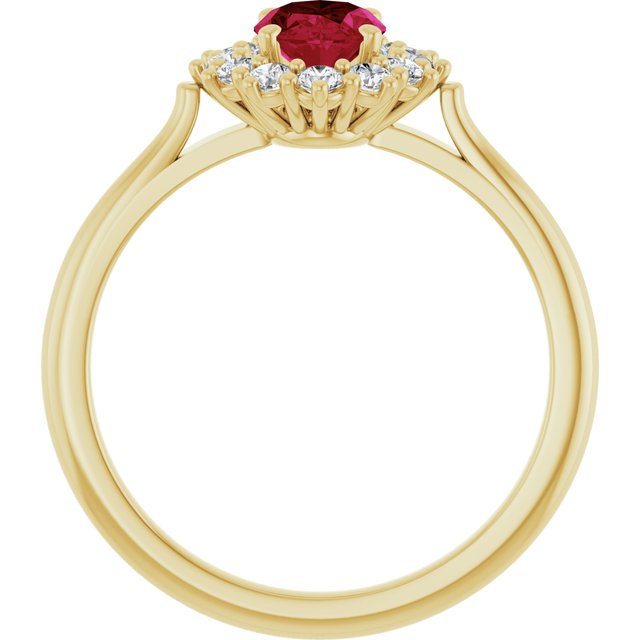 14K Yellow Or White Gold Oval Polished Lab-Grown Gem And 1/3 Ctw Lab-Grown Diamond Ring