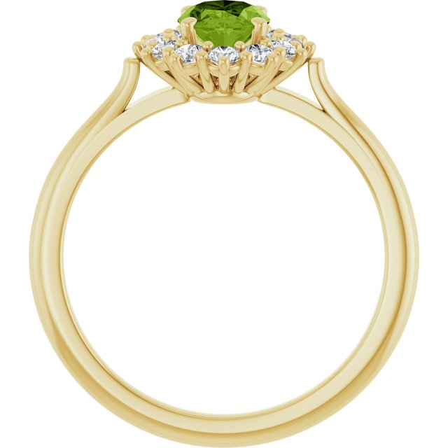 14K Yellow Or White Gold Oval Polished Natural Gem And 1/3 Ctw Lab-Grown Diamond Ring