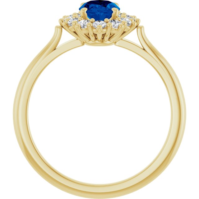 14K Yellow Or White Gold Oval Polished Lab-Grown Gem And 1/3 Ctw Lab-Grown Diamond Ring