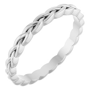 14K Yellow Or White Or Rose Gold Or Sterling Silver Or Platinum 2 mm Woven-Design Band