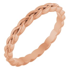 14K Yellow Or White Or Rose Gold Or Sterling Silver Or Platinum 2 mm Woven-Design Band