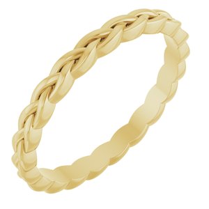 14K Yellow Or White Or Rose Gold Or Sterling Silver Or Platinum 2 mm Woven-Design Band