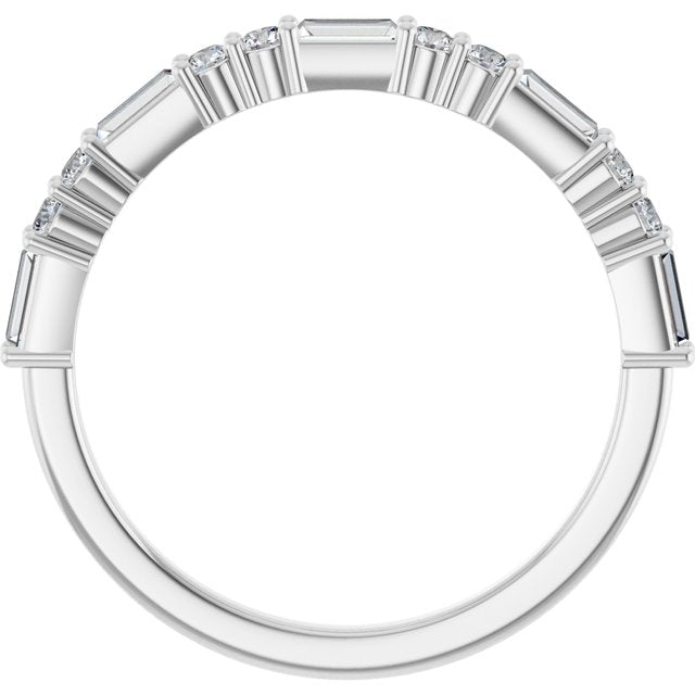14K White Gold Straight Baguette 3.5 X 1.75 Mm Polished 1/2 Ctw Natural Diamond Anniversary Band, Size 7