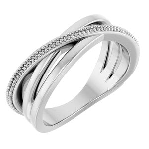 14K White Gold Polished Freeform Ring Size 7