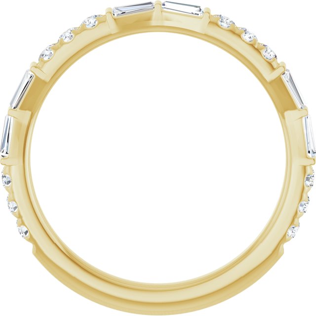 14K White Or Yellow Gold Tapered Baguette 3 X 1.5 X 1 Mm Polished 3/8 Ctw Natural Diamond French-Set Anniversary Band, Size 7