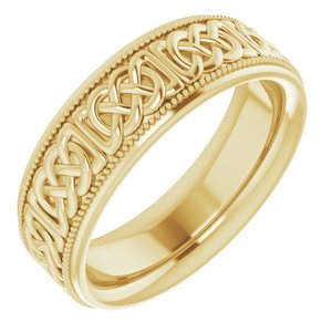 14K Yellow Or White Or Rose Gold Or Sterling Silver Or Platinum 6 mm Celtic-Inspired Band