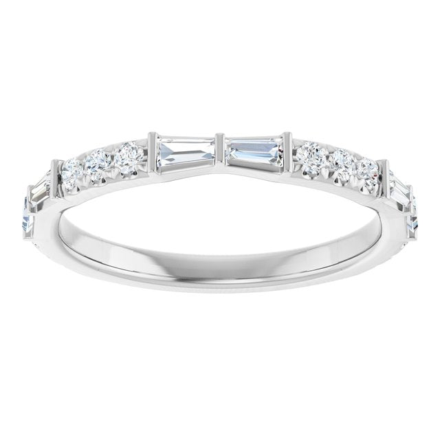 14K White Or Yellow Gold Tapered Baguette 3 X 1.5 X 1 Mm Polished 3/8 Ctw Natural Diamond French-Set Anniversary Band, Size 7