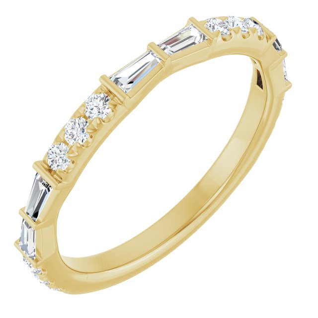 14K White Or Yellow Gold Tapered Baguette 3 X 1.5 X 1 Mm Polished 3/8 Ctw Natural Diamond French-Set Anniversary Band, Size 7