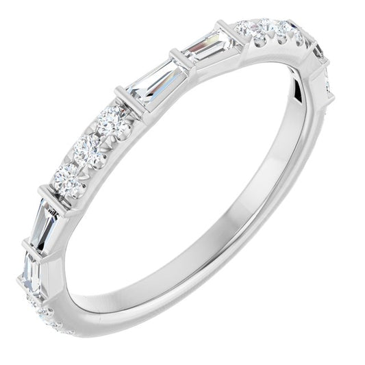 14K White Or Yellow Gold Tapered Baguette 3 X 1.5 X 1 Mm Polished 3/8 Ctw Natural Diamond French-Set Anniversary Band, Size 7