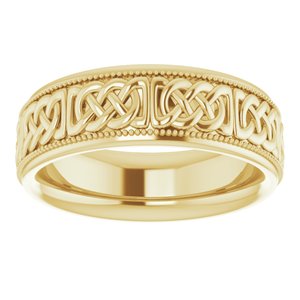 14K Yellow Or White Or Rose Gold Or Sterling Silver Or Platinum 6 mm Celtic-Inspired Band