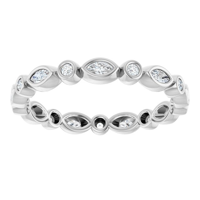 14K White Or Rose Gold Marquise 3 X 1.5 Mm Si2-Si3, Ghi Polished 1/3 Ctw Natural Diamond Eternity Band, Size 7