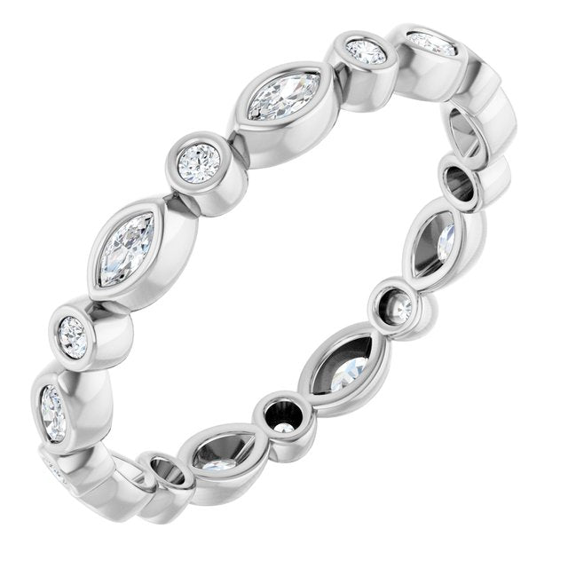 14K White Or Rose Gold Marquise 3 X 1.5 Mm Si2-Si3, Ghi Polished 1/3 Ctw Natural Diamond Eternity Band, Size 7