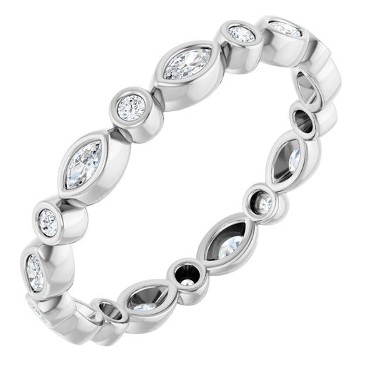 14K White Or Rose Gold Marquise 3 X 1.5 Mm Si2-Si3, Ghi Polished 1/3 Ctw Natural Diamond Eternity Band, Size 7