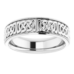 14K Yellow Or White Or Rose Gold Or Sterling Silver Or Platinum 6 mm Celtic-Inspired Band