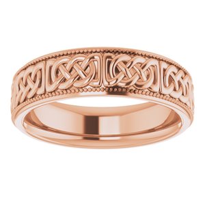 14K Yellow Or White Or Rose Gold Or Sterling Silver Or Platinum 6 mm Celtic-Inspired Band