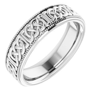 14K Yellow Or White Or Rose Gold Or Sterling Silver Or Platinum 6 mm Celtic-Inspired Band