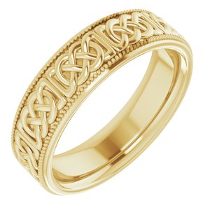 14K Yellow Or White Or Rose Gold Or Sterling Silver Or Platinum 6 mm Celtic-Inspired Band