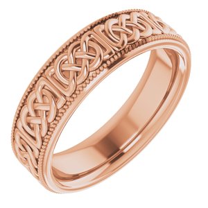 14K Yellow Or White Or Rose Gold Or Sterling Silver Or Platinum 6 mm Celtic-Inspired Band