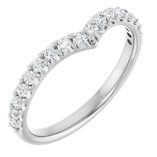 14K White Gold Round 1.7 Mm Polished 1/3 Ctw Natural Diamond Contour Band, Size 7