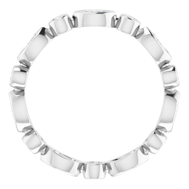 14K White Gold Marquise 3.5 X 1.75 Mm Si2-Si3, G-H Polished 1/2 Ctw Natural Diamond Eternity Band, Size 7