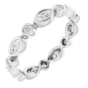 Platinum Marquise 3.5 X 1.75 Mm Ghi Si2-Si3 1/2 Ctw Natural Diamond Eternity Band Size 6