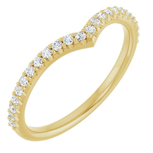 14K Yellow Or Rose Gold Round 1.3 Mm Polished 1/5 Ctw Natural Diamond Contour Band, Size 7