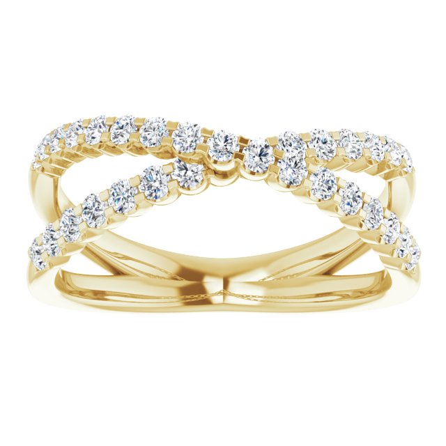 14K Yellow Or White Or Rose Gold Round Polished 1/2 Ctw Lab-Grown Diamond Criss-Cross Ring, Size 7