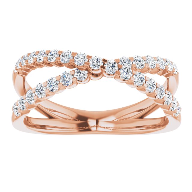 14K Yellow Or White Or Rose Gold Round Polished 1/2 Ctw Lab-Grown Diamond Criss-Cross Ring, Size 7