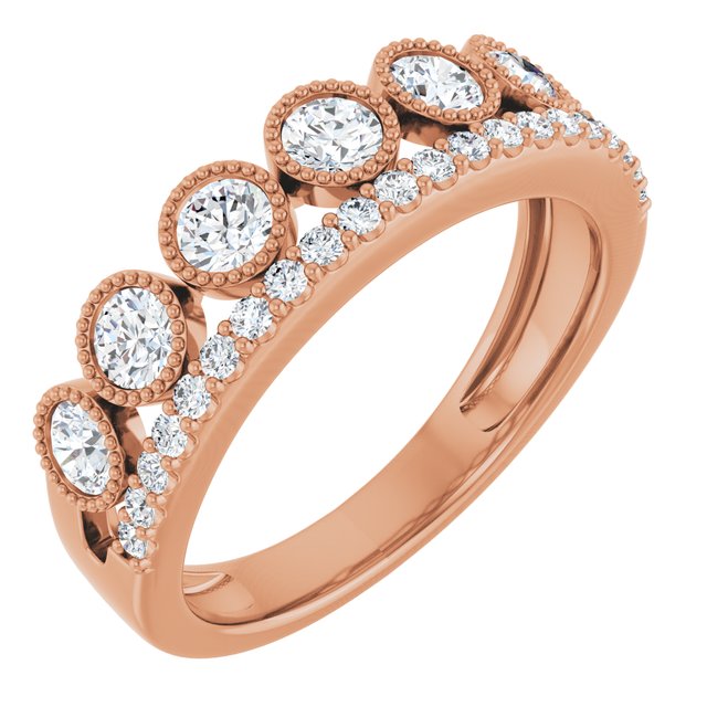 14K Yellow Or Rose Gold Round 3 Mm Polished 1 Ctw Lab-Grown Diamond Ring, Size 7