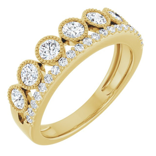 14K Yellow Or Rose Gold Round 3 Mm Polished 1 Ctw Lab-Grown Diamond Ring, Size 7