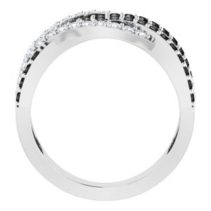 14K White Gold Round 1.5 Mm H+ I1 1 Ctw Natural Black And White Diamond Ring Size 7