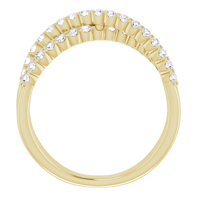 14K Yellow Or White Or Rose Gold Round Polished 1/2 Ctw Lab-Grown Diamond Criss-Cross Ring, Size 7