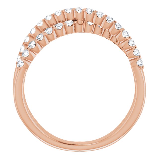 14K Yellow Or White Or Rose Gold Round Polished 1/2 Ctw Lab-Grown Diamond Criss-Cross Ring, Size 7