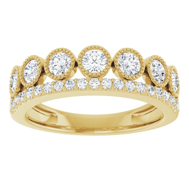 14K Yellow Or Rose Gold Round 3 Mm Polished 1 Ctw Lab-Grown Diamond Ring, Size 7
