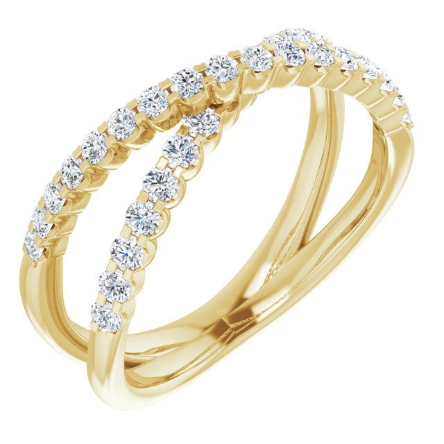14K Yellow Or White Or Rose Gold Round Polished 1/2 Ctw Lab-Grown Diamond Criss-Cross Ring, Size 7