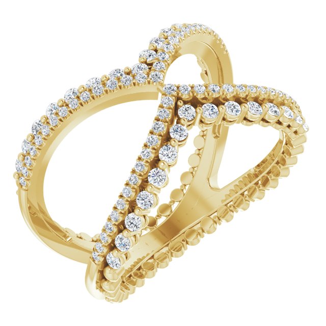 14K Yellow Or White Gold Round Polished 1/2 Ctw Natural Diamond Negative Space Ring, Size 7