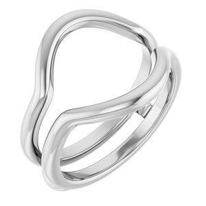 14K White Gold Polished Curved Metal Ring Guard Size 7
