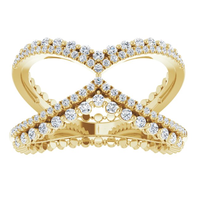 14K Yellow Or White Gold Round Polished 1/2 Ctw Natural Diamond Negative Space Ring, Size 7