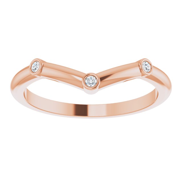 14K Rose Or Yellow Gold Round 1.4 Mm Polished .03 Ctw Natural Diamond Chevron Stackable Ring, Size 7