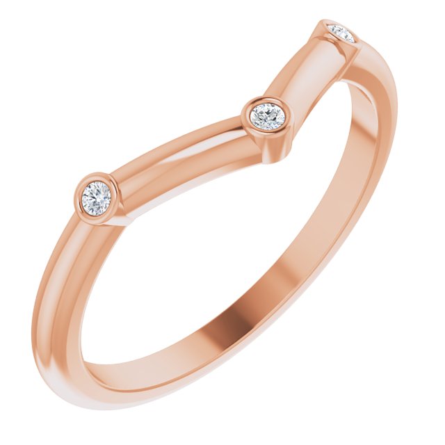 14K Rose Or Yellow Gold Round 1.4 Mm Polished .03 Ctw Natural Diamond Chevron Stackable Ring, Size 7