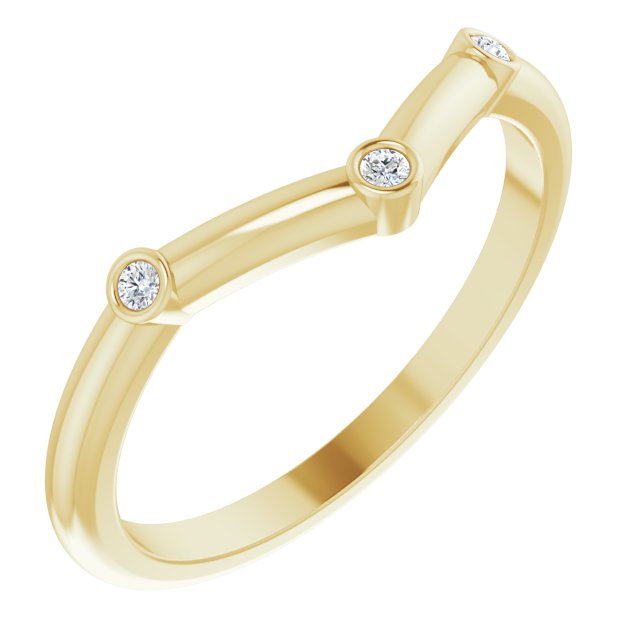 14K Rose Or Yellow Gold Round 1.4 Mm Polished .03 Ctw Natural Diamond Chevron Stackable Ring, Size 7